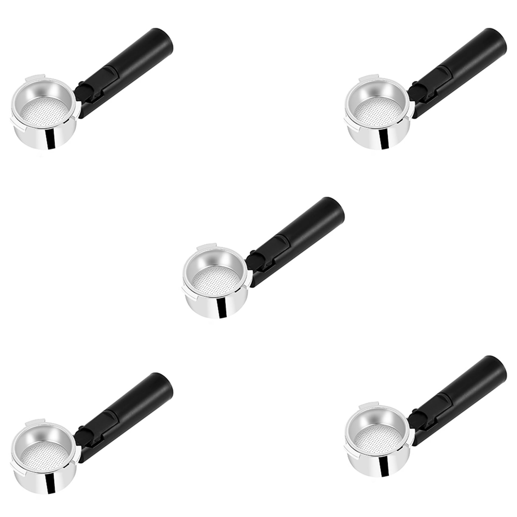 Hndhbfgrt 5pcs 51mm Stainless Steel Bottomless Coffee Portafilter for Professional Coffee Maker Accessory