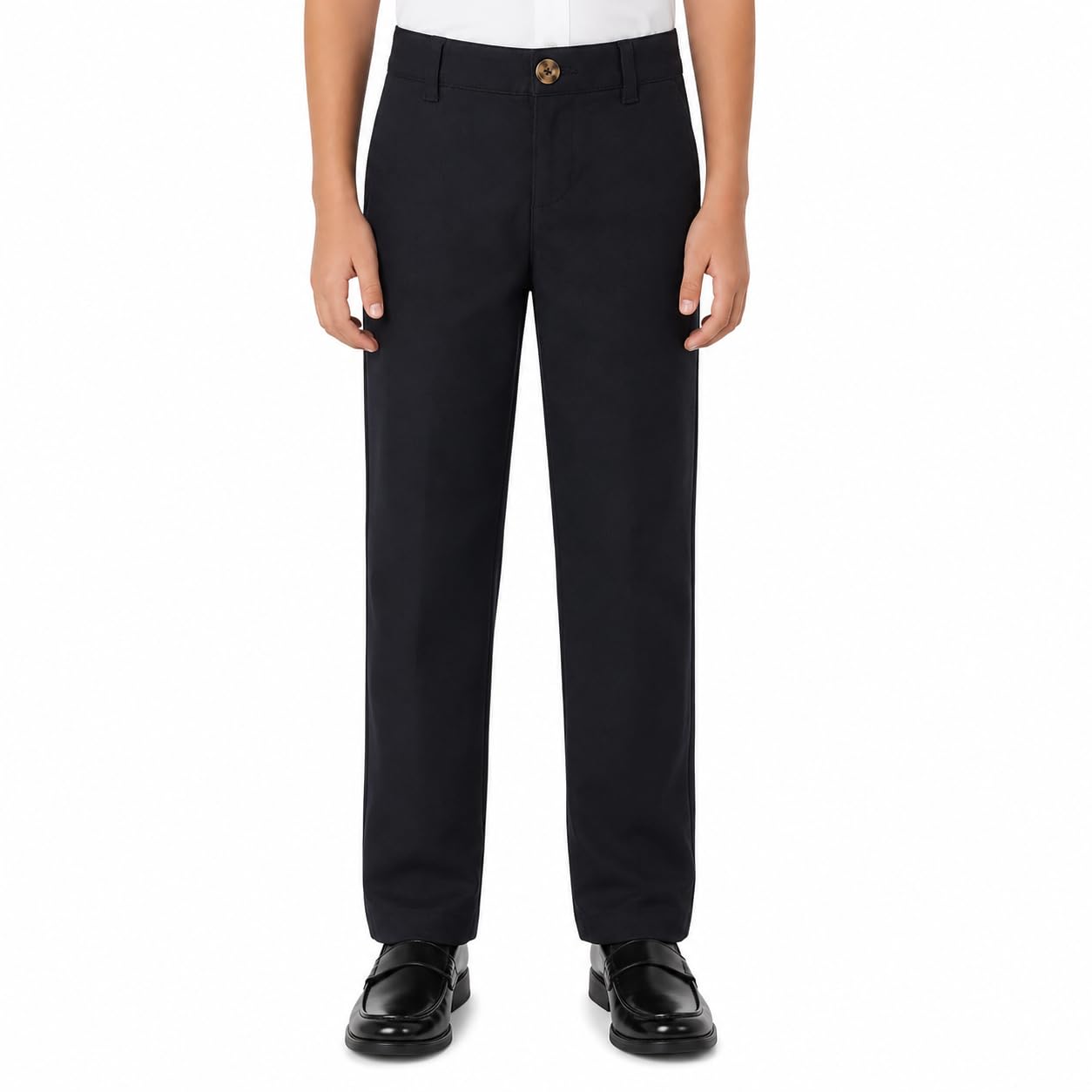 Bienzoe Boys School Uniform Pants: Adjustable Waist Flat Front