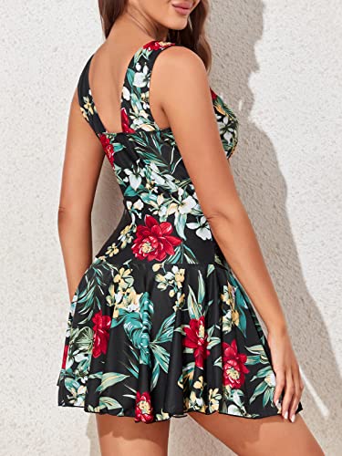 MiYang Women's Plus-Size Flower Printing Shaping Body One Piece Swim Dresses Swimsuit2