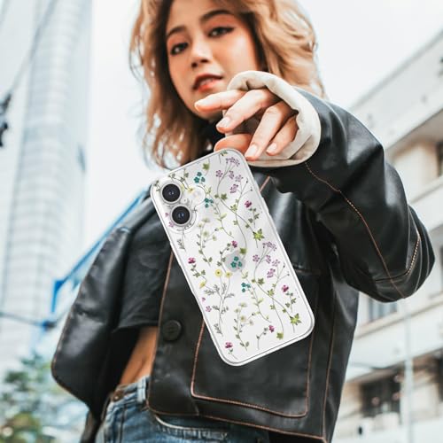 Image of RALEAVO Floral Case for iPhone 16 Plus,Cute Flowers Pattern Case,Clear | for iPhone 16 Plus Case Clear with Cute Flower Branch Pattern,Pretty Case for Girls Women,Soft Silicone Shockproof Cover