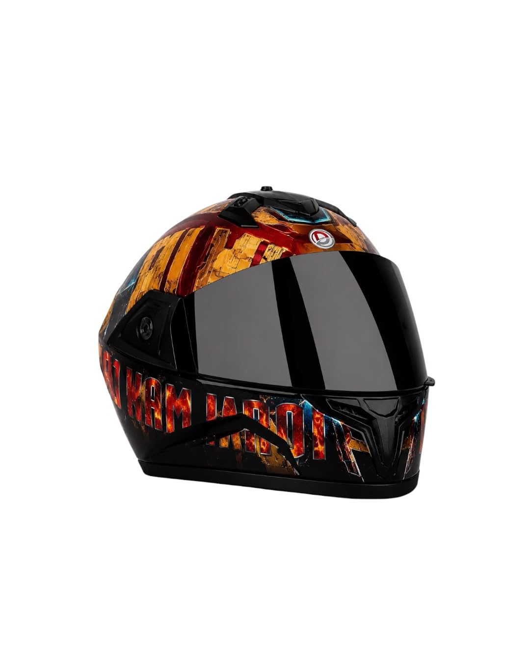 Full Face Motorcycle Helmet with Smoke Visor, Graphic Design | Smoked Visor, Glossy Finish, Top Ventilation, Fiery Graphic Print, Motorbike Safety-image-33