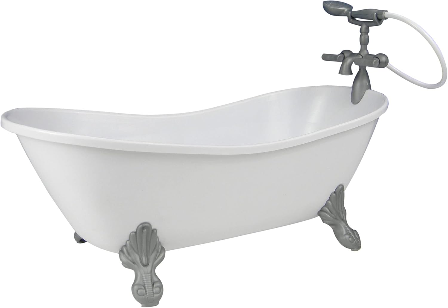 Sophia's Classic White Clawfoot Bathtub with Handheld Shower Head and Faucet Furniture Set for 18" Dolls, White/Silver
