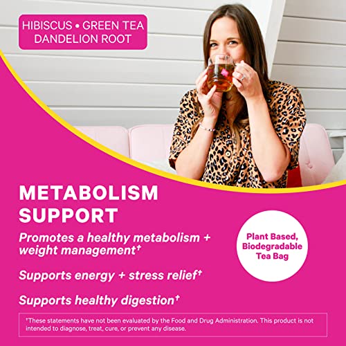 Pink Stork Slim Tea: Organic Sweet Hibiscus Tea, Supports Digestion & Energy With Green Tea, Hibiscus, & Turmeric, Women-Owned, 30 Cups #TOP1