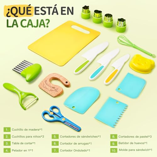 17 utensílios de cozinha Montessori para cortar e cozinhar frutas ou vegetais