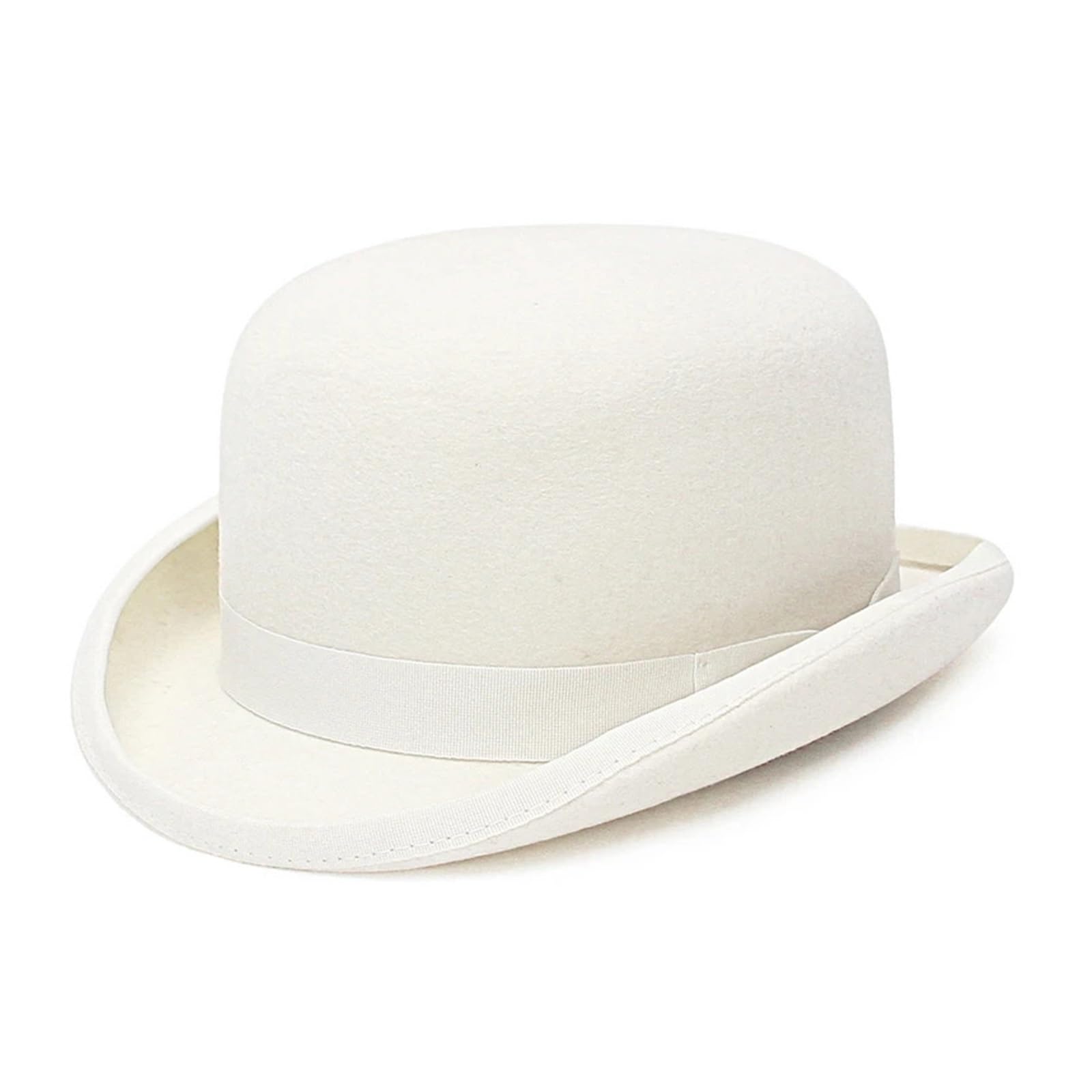 Melone Hut Filz Weiß Bowler Hut for Männer/Frauen Satin Gefüttert Party Formale Fedora Kostüm Zauberer Kappe