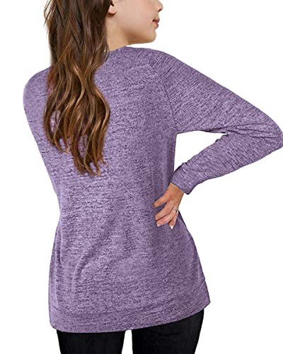 Image of Apbondy Girls Shirts Casual Long Sleeve Crewneck Loose Striped Sweatshirts Pullover Tops