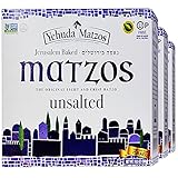 Yehuda Unsalted Matzo Thins, 10.5oz (3 Pack) Airy, Crisp & Delicious Matzah Crackers | Kosher for Passover