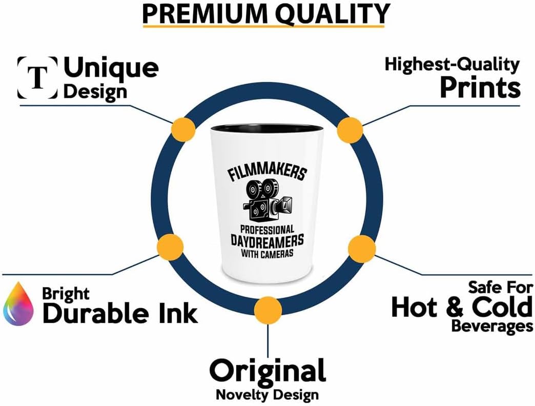 Filmmaker Shot Glass 1.5oz - Filmmakers Professional daydreamers - Filmmaker Gifts Camera Lens Cut Prop Director Movie Film Scriptwriter