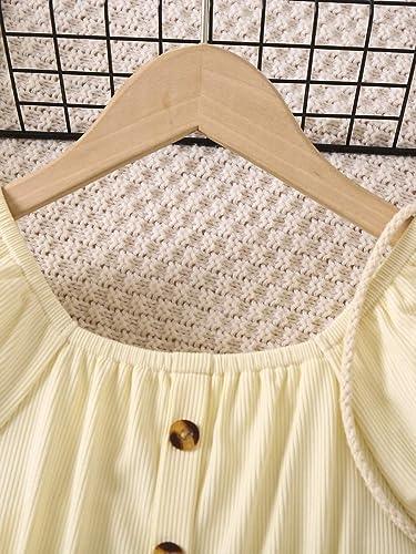 Image of TAGAS Toddler Girls Striped Print Puff Sleeve Bow Front Dress || Stripe Pattern Dress for Kids || A Line Dress || Puff Sleeve Dress for Kids || Casual Dress (KD-202)