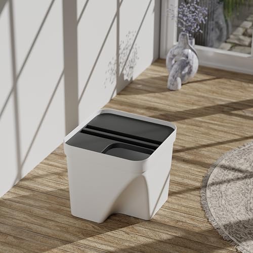 Image of 10L Dustbin with Lid | White | Pack of 1 | Multipurpose Garbage Bin for Kitchen, Home & Office | Wet & Dry Waste Basket for Food Waste, Recycling & Indoor Outdoor Use