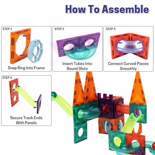Image of Chanak 48 PCS Magnetic Tiles for Kids, Magnetic Building Blocks, Constructing & STEM Learning Creative Educational Brain Toys, 3D Magnetic Tiles Marble Set Great Birthday Gift for Boys & Girls Age 3+
