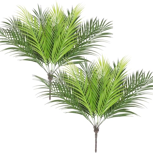 AIVORIUY 2pcs Künstliche Palmblätter Busch Faux Tropische Pflanze Blätter Grün Gefälschte Palm Pflanze Kunststoff Palme 50 cm Groß für Blumenarrangement Dschungel Party Palmblatt Dekorationen