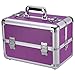 Ollieroo Makeup Train Case Professional 14" Large Make Up Artist Organizer Kit Shoulder Bag with Adjustable Dividers Key Lock Cosmetic Studio Box Designed to Fit All Cosmetics Purple