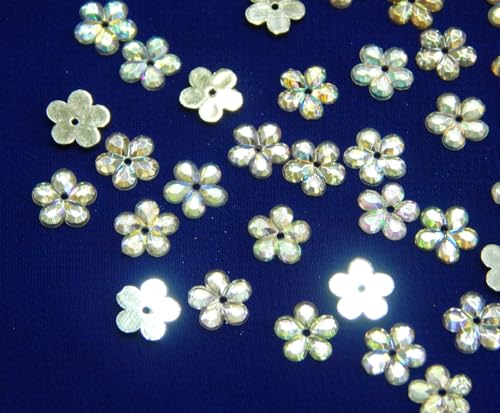Perlin Acryl-Kristalle Nähe Schmucksteine 250Stk 8mm Blume Schmuck-Edelsteine mit Loch flacher Rückseite Kunstharz-Strasssteine für Textilien Kleidung Kostüme Verzierungen (Crystal Klar AB)