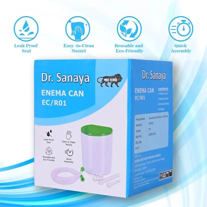 Image of 1.5L PVC Enema Kit - Reusable Bag with 5ft Hose, 5 Tips & Flow Control Valve - Home Colon Cleanse & Detox for Men & Women