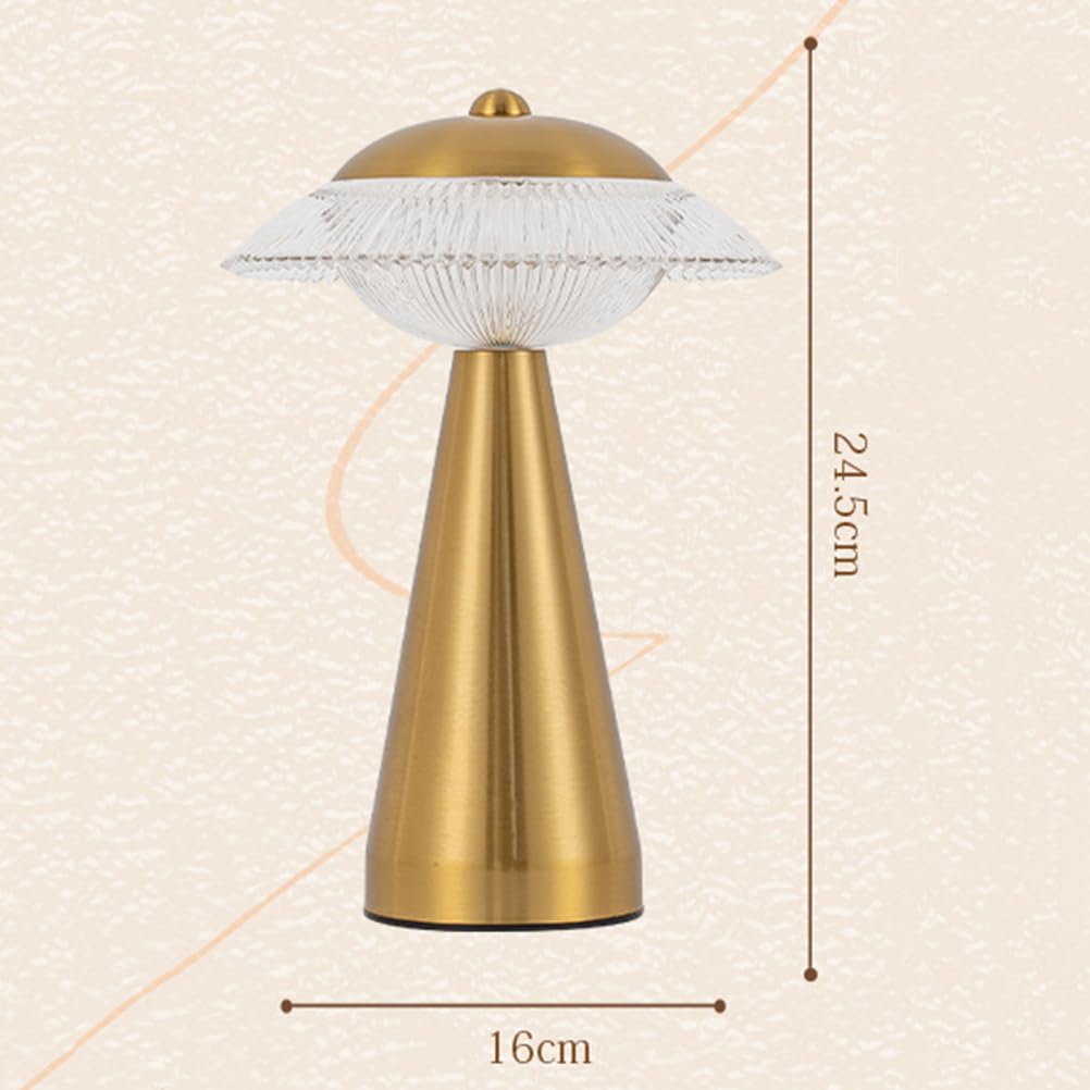 AoLa Lampada a fungo Lampada da tavolo senza fili Lampada da tavolo dimmerabile a LED dorata Touch Control con batteria ricaricabile USB Lampada da comodino senza cavo Lampada da vaso portatile