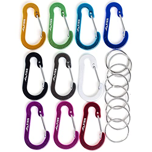 FINN Outdoors 10er-Pack Karabiner Schlüsselanhänger, Mini Karabiner, Schlüssel Karabiner - 5 cm, 10 Farben, ideal im Alltag & Outdoor, multifunktional Cover