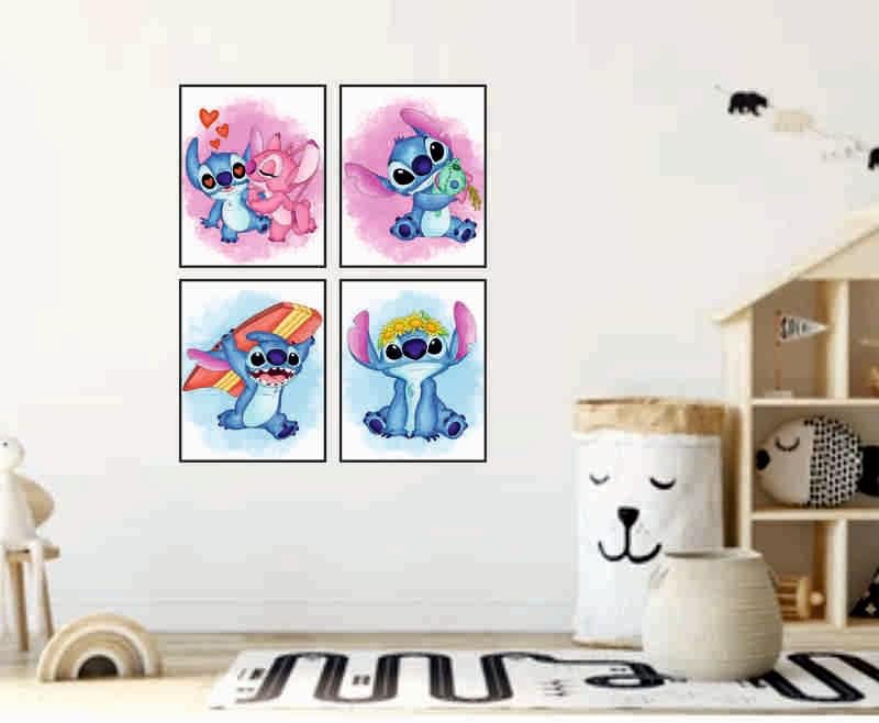 Miniatura 5 de OrtixArt - Póster de acuarela para niños  Arte de pared para habitación de niños y niñas  Juego de 4 sin marco (8 x 10 pulgadas)  Pósteres para