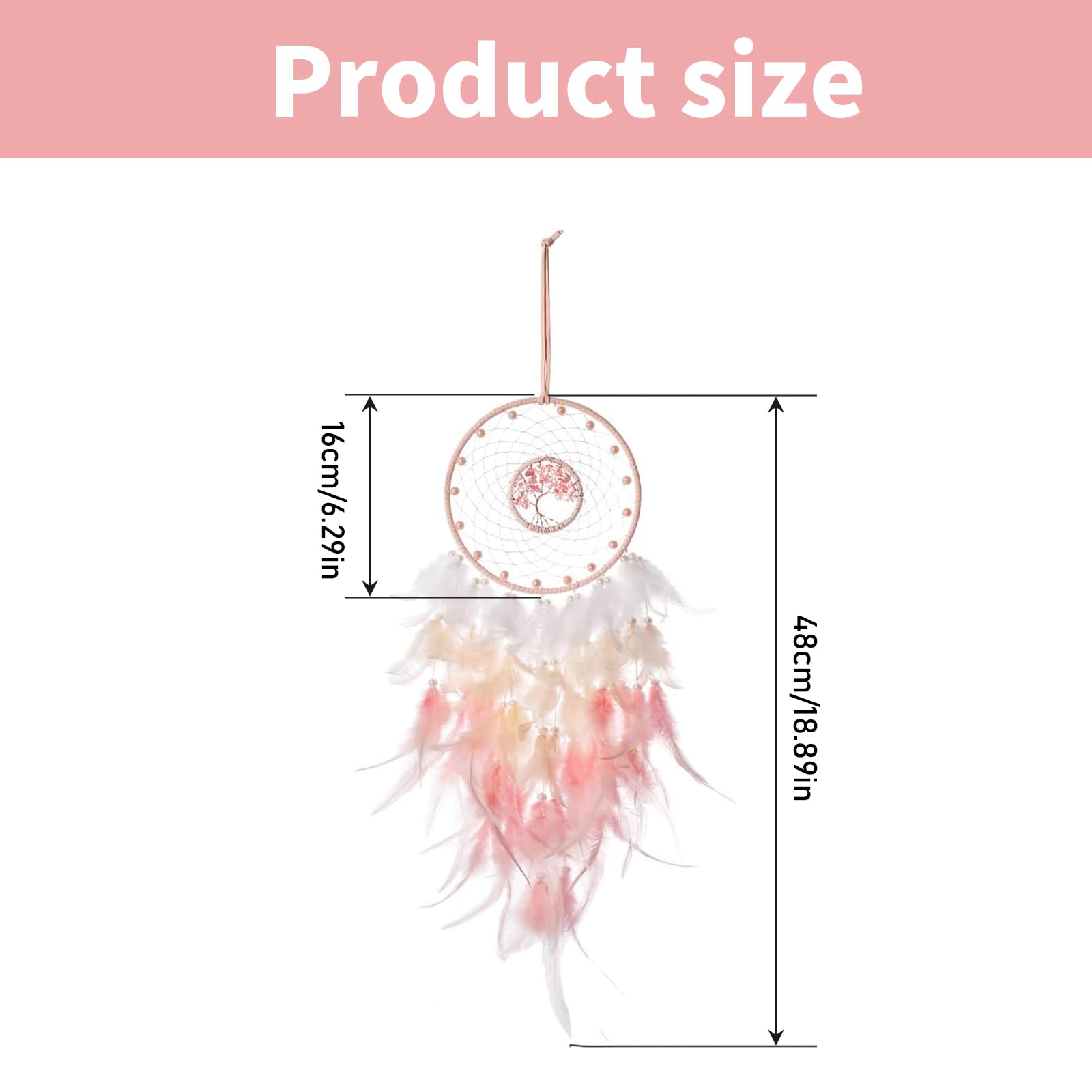 Atrapasueños rosa macramé cristales anillos de metal resistentes UV exterior decoración boho dormitorio infantil