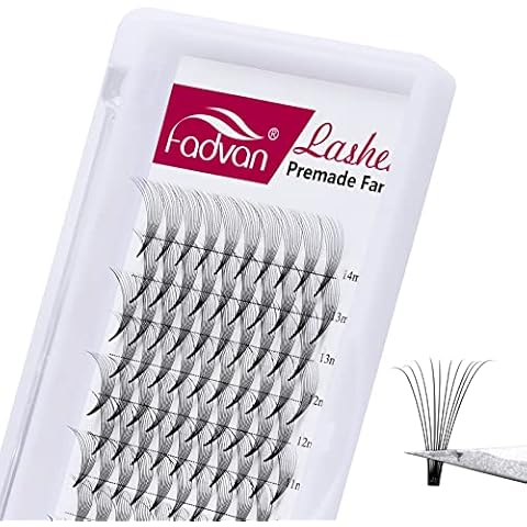 Pre Made Fan Eyelash Extensions 10D 0.07D Curl Premade Russian Volume Lashes Short Stem Premade Fans Lashes Eyelash Extension (10D-0.07D, 8-14 Mix) Cover