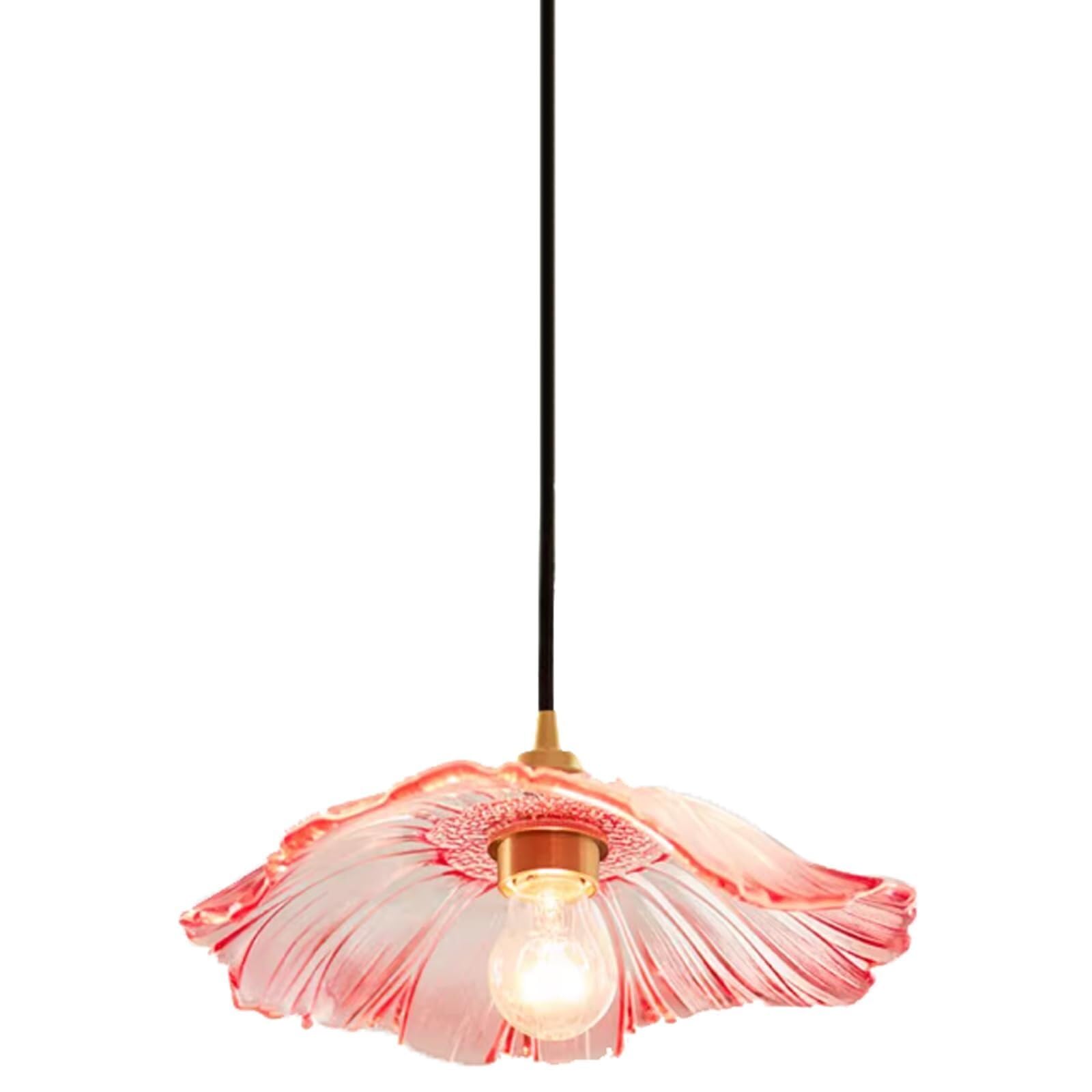 SYAXVOM Contemporary Glass Lampshade Chandelier Brass Head - Stylish Pendant Light Fixture for Restaurant, Living Room, Bar, Corridor, and Kitchen(Pink)