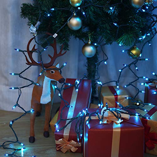 Image of BrizLabs Blue Christmas Lights, 69.6ft 300 Count Blue String Lights Connectable, 120V UL Certified Incandescent Xmas Lights Green Cord, Outdoor Mini String Lights for Indoor Party Garden Patio Decor