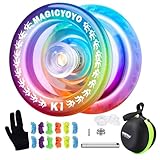 MAGICYOYO Responsive YoYo K1-Plus for Kids Beginners with Yoyo Storage Bag + 12 Yoyo Strings and Yo-Yo Glove Gift (Blue Pink Yellow)