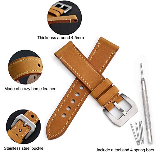 WOCCI 24mm Cinturino in Pelle di Cavallo Pazzo in