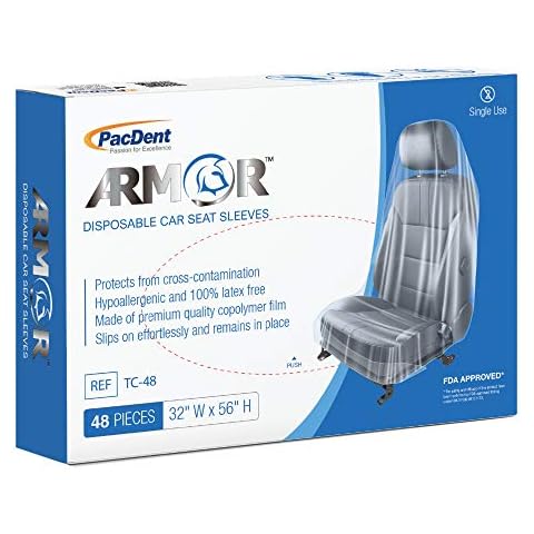 Pac-Dent Armor Disposable Car Seat Sleeves, Slips on Easily and Stays in Place, Universal Fit Perfect for Cars, Trucks, Office + Salon Chairs, Airplanes and More, 48-Pack Cover