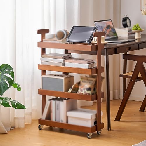 Carrello portaoggetti in Legno a 4 Ripiani Cupboard Gadgets: Soluzione Versatile per riporre Oggetti Soggiorno, Camera da Letto e Cucina. Elegante Organizer con Ampi Ripiani. Arred
