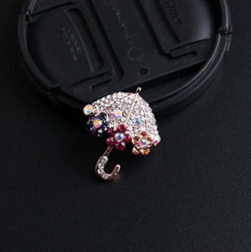 Comelyjewel Brooch Pin Elegant Umbrella Scarf Pin Rhinestones Breastpin for Wedding/Banquet/Bouquet3