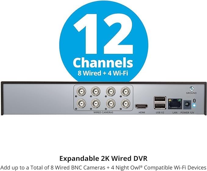 Night Owl FTD4 12 Channel DVR 12 Channel (8 Wired, 4 Wireless) with 2TB Hard Drive (Cameras Sold Separately)