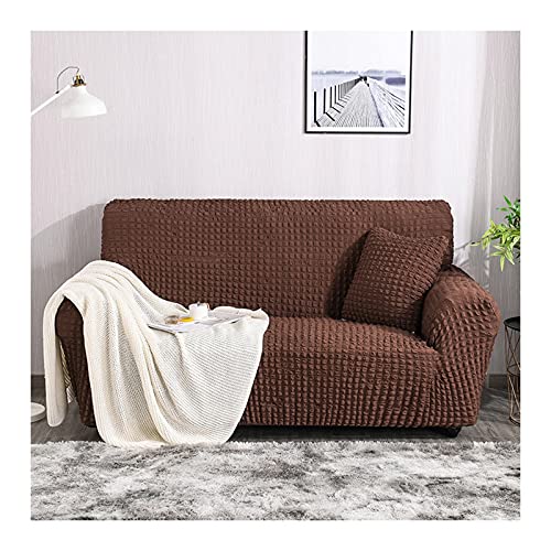 Housse de sofa 2 places café foncé 145-185cm extensible