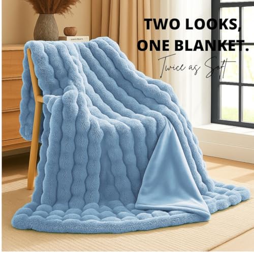 Image of VAS COLLECTIONS Bubble Blanket 600 GSM Heavyweight Ultra-Soft & Warm Blanket | Double Bed 223x223 cm (3000g) | Premium Winter Blanket for Bedroom & Heavy Winter Use - (Aqua, Double - 3Kg)