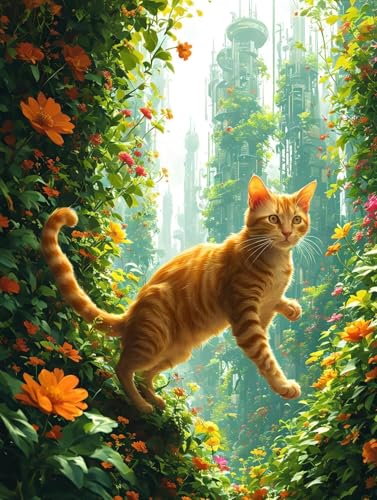 Peinture Diamant 5D Fleurs pour Chats - Éliminez le Stress par l'Art Créatif DIY