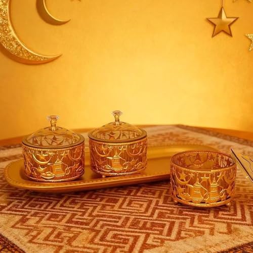Plateau Eid Mubarak doré pour illuminer vos tables de rupture de jeûne