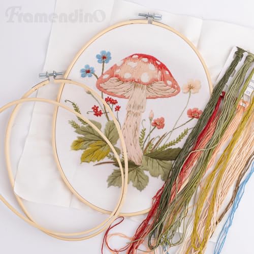 Image of Framendino, 3 Pack 3 Sizes Oval Embroidery Hoops Bamboo Circle Cross Stitch Hoop Ring Frames for Sewing DIY Craft