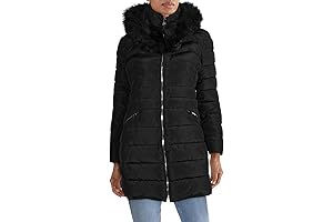 Women's Puffer Jacket with Detachable Faux Fur Hood for Winter
