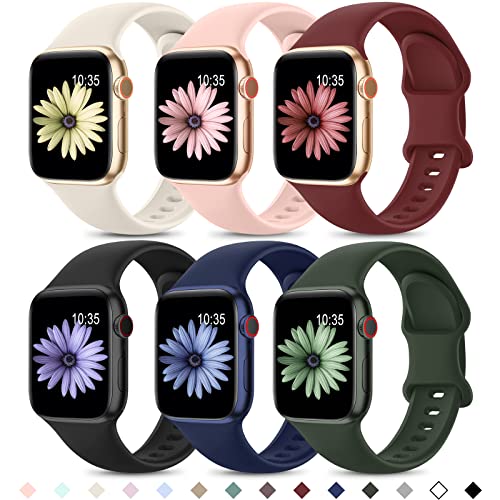 Higgs 6 Piezas Correas Compatible con Correa Apple Watch 40mm 38mm 41mm 44mm 42mm 45mm 46mm Ultra3/2/1 49mm Mujer Hombre, Pulsera Suave Silicona Deportiva Ajustable para Serie 11 10 SE 9 8 7 6 5 4 3 2