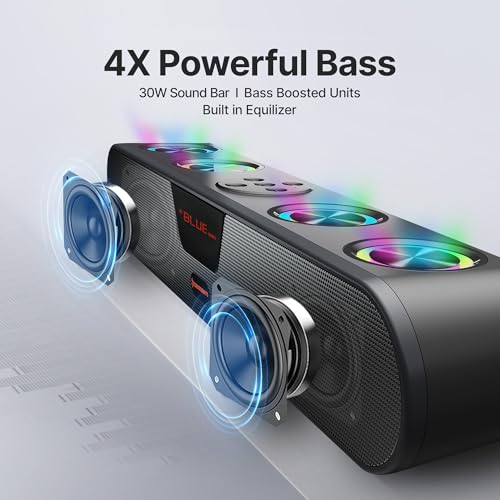 Image of CrossBeats Blaze B30 Bluetooth 30W Soundbar Gaming RGB Light, AUX, BT, SD Card, USB &FM, 8 Hrs Playtime Fast Charge Sound bar Smart tv with Built-in mic, Speaker for Mobile, PC, Laptop (B30 (Old))