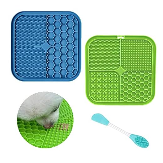2 stuks Hondenlikmat, Lekmat voor honden, met 1 siliconen spatel, lekmat met super sterke zuigkracht, pindakaas hond behandelen siliconen pad, voor hondenbaden, vachtverzorging, training