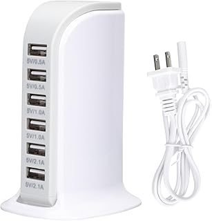 Hemobllo 6 Tomadas USB Carregadores De Mesa Estações De Carregamento De Celular Estação De Carregamento De Mesa Hub De Carregamento USB Estação De Carregador Multi USB Estação De