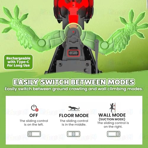 Image of Kidology Wall Climbing RC Lizard Toy | Remote Control Gecko that Crawls on Walls & Ceilings | 360 Stunt RC with LED Eyes | Prank & Thrill Gift for Boys & Girls