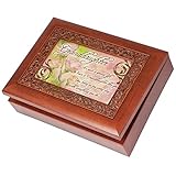Cottage Garden Granddaughter Such a Gift Woodgrain Inlay Jewelry Music Box Plays Ave Maria