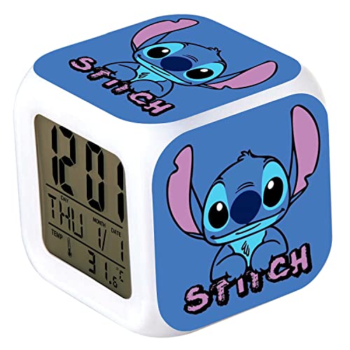 R-timer Stitch Wecker Digitaluhr mit Temperatur Großes LED Nachtlicht intelligenter Wecker mit Ladekabel für Mädchen, Kinder, Teenager Geschenk (Buch Ohren) Cover