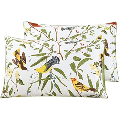 STYHO 100% Egyptian Cotton Floral Printed Pillow Cases 2 Pack Decorative 400 Thread Count Rectangular Standard Size Pillow Cover for Hair and Skin Fade Resistant and Anti Wrinkle(Green,50 x 75cm) Cover