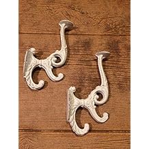 Large White Victorian Style Wall Hooks 7" Tall by 4" deep Set of 2 01207W