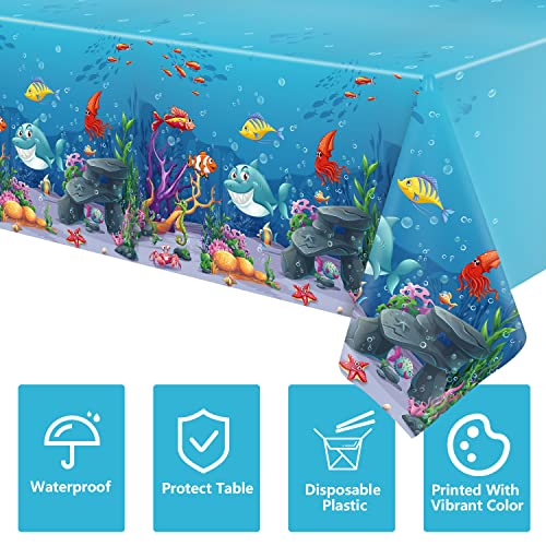 Dvaorc 4 Pack Under The Sea Tablecloths Ocean Waves Underwater Table Cover Ocean Animals Table Cloth Ocean Sea Life Tablecloth Ocean Animal Summer Beach Pool Birthday Party Supplies 51 X 86 Inches #TOP7