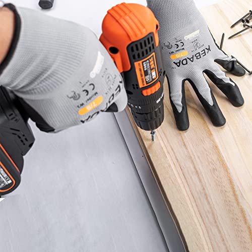 Image of Kebada W3 Work Gloves for Men and Women, MicroFoam Nitrile Coated, 12 Pairs | Full-Hand Touchscreen, Breathable Knit, Secure Grip, Ideal for Gardening, Assembly, Mechanic Work, Warehouse & Delivery