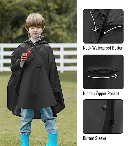 Image of SaphiRose Lightweight Kids Rain Poncho Jacket Waterproof Outwear Rain Coat
